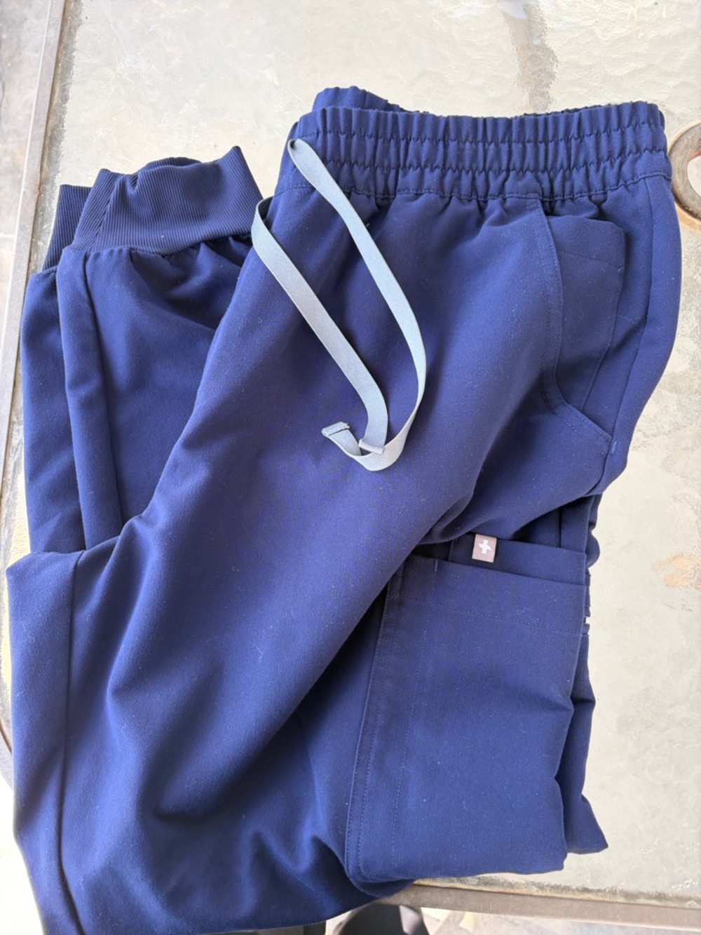 Figs Navy Blue Medical Scrub Pants with Drawstring